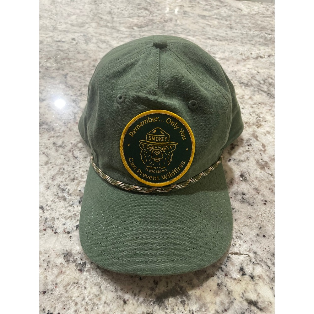 Smokey Bear Mad Engine Green Snapback Hat Only You Prevent Wildfires Rope Cap